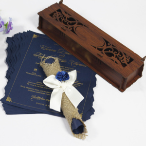 Caja de Madera Rústica para Invitaciones de Boda, Caja para Invitaciones de Boda con Papel de Envolver y Cinta Decorativa - Product Image 6