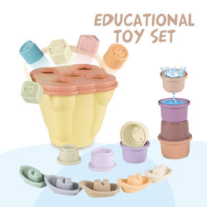 Juego de 19 piezas de juguetes de baño educativos para niños tazas apilables de paja de <span class=keywords><strong>trigo</strong></span> bloques de clasificación para reconocimiento de color habilidades motoras finas - Product Image 2