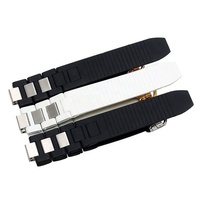 Bracelet de montre en silicone blanc et noir de 20 mm avec fermoir déployant et boucle en or rose noir pour Cartier Santos, bracelet en caoutchouc Ballon Bleu