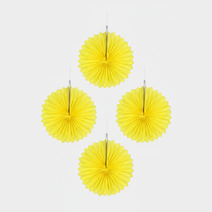 Éventail en nid d'abeille jaune de 6 pouces, lot de 3, décoration de fête, 144 pièces par carton, modèle 75167A pour une ambiance festive - Product Image 2