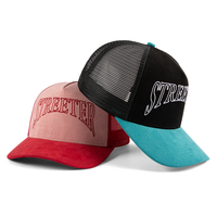 Casquette de baseball en maille avec broderie en suède de qualité supérieure, légère, 5 panneaux, protection solaire pour l'extérieur, pour hommes et femmes