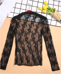 Women <strong>Net</strong> Gauze Bottoming Shirt Long-sleeved Versatile Lady Inside Lace Shirt Female Temperament <strong>Top</strong> - Product Image 6