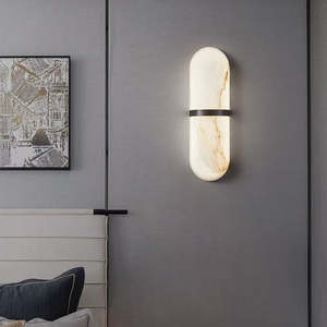 Lámparas de Pared de Alabastro de Lujo Estilo Español, Lámpara de Pared de Latón para Dormitorio Interior, Sala de Estar, Lámparas de Pared de Mármol LED para Pasillo - Product Image 1