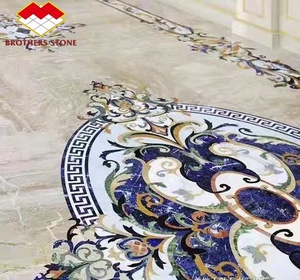 Đá Mã Não Màu Xanh Lá Sang Trọng Với Hoa Cẩm Thạch Màu Be Huy Chương Đá Cẩm Thạch Phản Lực Nước Thiết Kế Khảm Sàn Cho Khách Sạn Và Biệt Thự - Product Image 5