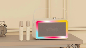 เครื่องคาราโอเกะบลูทูธพร้อมไมโครโฟนไร้สาย 2 ตัว ระบบลำโพงพกพา PA เครื่องคาราโอเกะ ไฟ LED หลากสี รุ่น SP500 - Product Image 5