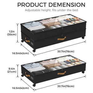 Contenedores de Almacenamiento Debajo de la Cama de 75L, Grandes y Ajustables, con Ruedas para Zapatos, Ropa y Mantas - Product Image 2