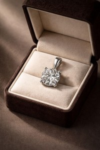 Luxury Round Lab Diamond Solitaire Necklace Gold Minimalist Bridal <b>Jewellery</b> - Product Image 3