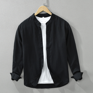 Camisas de Lino y Algodón Transpirables de Manga Larga con <span class=keywords><strong>Cuello</strong></span> Alto Casuales de Alta Calidad a Precio de Mayoreo para Hombre - Product Image 2