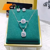 Vente en gros de diamants artificiels du Mozambique, ensemble de colliers, boucles d'oreilles et bagues pour femmes, ensemble de bijoux de mode
