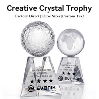 Trophée personnalisé en verre cristal, design globe de diamant bleu, ballon de golf, médaille commémorative pour champion d'équipe, prix