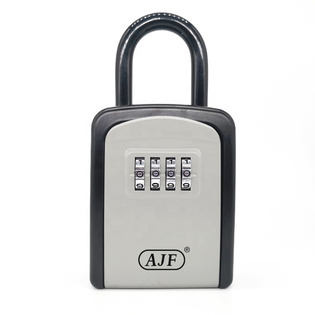 AJF Newest Small Zinc Alloy Digital Key Safe Lock Box Wall Mounted with Shackle for Home Safety