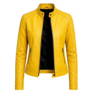 เสื้อแจ็คเก็ตหนังผู้ชาย คอตั้ง ปิดด้วยซิป - Product Image 1