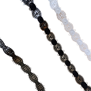 AHE Elegante Encaje Floral Bordado Soluble en Agua 100% Poliéster, Adornos con Patrón de Borde para Decoración de Vestidos, Prendas y Zapatos - Product Image 2