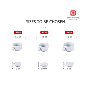 Fabrication de tasses à café en porcelaine blanche personnalisées pour restaurant/café fournisseur du groupe Long Phuong - Product Image 5