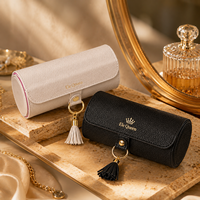 Boîte de rangement pour bijoux en PU de qualité supérieure, cylindrique, multi-couches, pour collier, bague, bracelet, rangement de voyage