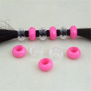 Perles acryliques colorées en forme de losange à gros trous pour la décoration de perruques, dreadlocks, tresses, bijoux DIY, accessoires de coiffure pour filles et bandeaux - Product Image 3