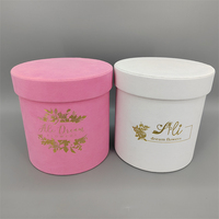 Boîtes d'emballage rondes de luxe personnalisées en carton recyclé avec options de logo personnalisé pour roses et fleurs préservées