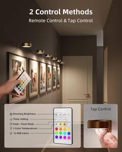 2000MAh Có Thể Sạc Lại Tường Hình Ảnh Ánh Sáng 3-Màu Nhiệt Độ 12 RGB Từ Xa Có Thể Điều Chỉnh Mờ Hẹn Giờ Từ Áp phích Ánh Sáng Tường - Product Image 5