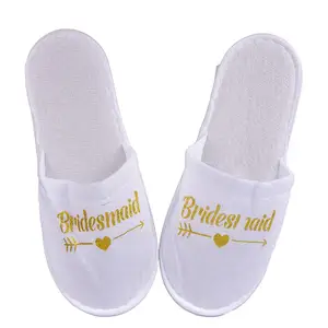 Personalised Custom Made Cheap Disposable Hotel Slippers For Wedding Party Spa Bridesmaid Bride