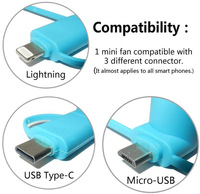 Mini Ventilador USB Tipo C 2 en 1 para Teléfono Celular con Logotipo Personalizado, Regalos Promocionales Personalizados, Ventilador 3 en 1 para Teléfono Móvil para iPhone y Android