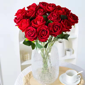 Bouquet de fleurs artificielles pour mariage, arrangement de fleurs artificielles en filigrane, ensemble de roses artificielles rouges et violettes, accessoires - Product Image 5