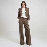 Ensemble pantalon et blazer tailleur en polyester pour femme, croisé, idéal pour les conférences, les soirées romantiques, les tenues semi-formelles et le travail – Vente en gros et personnalisation