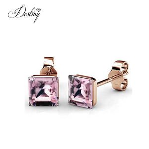 Solitaire géométrique carré bleu royal ou <span class=keywords><strong>rose</strong></span> cristal boucles d'oreilles ornées de cristaux <span class=keywords><strong>Swarovski</strong></span> Daisini <span class=keywords><strong>bijoux</strong></span> de mode - Product Image 5