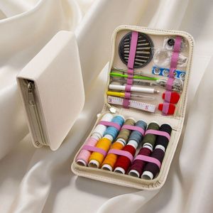 Kit d'<span class=keywords><strong>aiguilles</strong></span> à tricoter professionnelles portables pour le voyage et la maison, accessoires de couture multifonctions DIY, 12 bobines de fil crémeux - Product Image 3