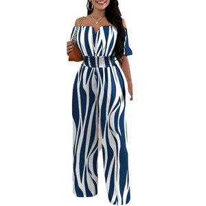 Combinaisons pour femmes, style décontracté, sexy, à fines bretelles, à rayures, coupe ajustée, pantalon long à jambes larges, sans manches, respirantes, taille haute - Product Image 4