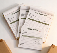 Carnet de commandes personnalisé en carton avec reliure parfaite NCR, imprimé pour les reçus de livraison de cuisine de restaurant