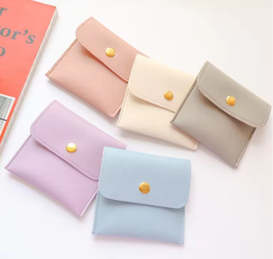 Wholesale Custom Logo PU <b>Leather</b> Jewelry Pouch With Snap Button Envelope Style for Earring Necklace <b>Bracelet</b> Ring Packaging - Product Image 1