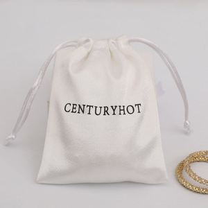Bolsas de Satén Blanco Perla con Cordón, Personalizadas con Logotipo, para Joyería y Empaque de Regalos, Tamaño Pequeño - Product Image 2