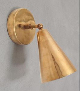 1 aplique de pared con forma de cono de latón crudo |   Lámpara de Pared Moderna de Mediados de Siglo, Pantalla Cónica de Metal Latón - Product Image 5