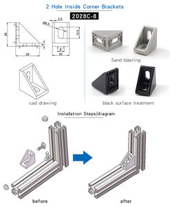 Trung Quốc Nhà sản xuất RoHS 1040 20*28 Mét <span class=keywords><strong>2</strong></span> lỗ nhôm kim loại khung góc 20*28 Mét 20x28 Mét cho robot KỆ NHÔM hồ sơ - Product Image 6