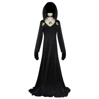 Costume de cosplay fantaisie de la Dame Maléfique Vampire Dimitrescu pour femme, robe noire pour Halloween et fête de carnaval