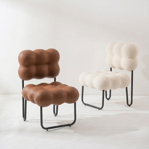 Divano <span class=keywords><strong>Moderno</strong></span> Minimalista <span class=keywords><strong>Bianco</strong></span> per <span class=keywords><strong>Soggiorno</strong></span>, Poltrona Singola Imbottita in Schiuma, Sedia in Tessuto Bouclé - Product Image 2