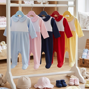 Wholesale Infant Baby Clothes Set Organic Cotton <strong>Newborn</strong> Footie Romper Peter Pan Collar Personalized Baby Girl <strong>Hospital</strong> <strong>Outfit</strong> - Product Image 1