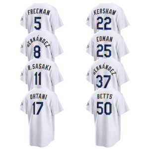 Camisetas <span class=keywords><strong>de</strong></span> Béisbol para <span class=keywords><strong>Hombre</strong></span> <span class=keywords><strong>de</strong></span> la Colección Gold 2026, Estilo Los Ángeles, Personalizadas, Bordadas, con Logos, Blancas - Product Image 1