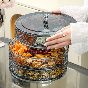 Rotatable Plastic Dried Fruit Box Candy Snack Platter Round Transparent Storage Container For Home Living Room Use - Product Image 2