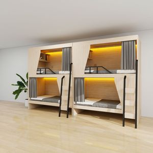 Cama litera de madera maciza <span class=keywords><strong>con</strong></span> <span class=keywords><strong>escalera</strong></span> y cajones para dormitorio universitario - Product Image 1