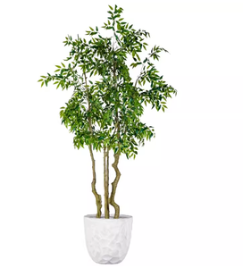Grand olivier artificiel en fibre de verre résistant aux UV, feuilles de ficus, pour la décoration intérieure et extérieure, en pot - Product Image 2