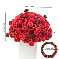Wijnrode roos kunstmatige bloemengordel bloemstukset volledig handgemaakt bruiloft staande looppadwijzer boeketset binnen