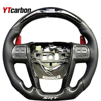 Volant de direction en cuir noir perforé avec fibre de carbone, personnalisé avec LED intelligentes violettes, modifié pour Chrysler 300, par YTcarbon Support.