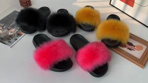 European and American Summer Flat PVC Leather Sandals with Imitation Fox Hair Slippers Daily Use Daily Use with <strong>Body</strong> Cuff Logo - Product Image 6