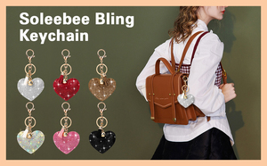 Vente en gros de porte-clés créatifs scintillants, breloques pour sacs pour femmes et filles, accessoires de sac à dos et de sac à main en cristal et strass - Product Image 6