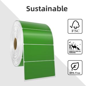 Étiquettes thermiques Huo Ji 2x1 pouce rectangulaires autocollantes 1000 par rouleau, sensibles à la chaleur pour l'emballage logistique - Product Image 2