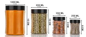 12-Piece Transparent <b>Square</b> Plastic Kitchen Storage <b>Set</b> Dabba Jars Lids Spoons Airtight Containers 1-3L Eco-Friendly Spices - Product Image 4