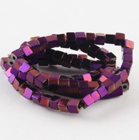 Perles d'espacement carrées en verre cubique de 4 mm en gros, perles en pierre d'hématite pour la fabrication de bijoux