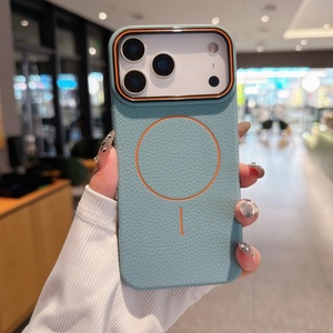 เคสโทรศัพท์หนัง PU หรูหรา ลายลิ้นจี่ พร้อมกรอบกล้องโลหะ สำหรับ iPhone 17 Pro Max, Air 16, 15, 14, 13 Plus - Product Image 5