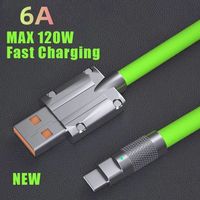 Câble de charge en silicone pour téléphone portable Android Type C Micro Data Kabel Câbles de données Usb Charge rapide en alliage de zinc 6A 120W V95
